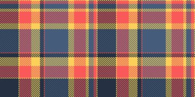 Tartan dokusunu kontrol et, Kasım tekstil vektör deseni. Kırmızı ve mavi renk paletinde arkaplansız ekose kumaş tazıları.