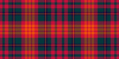 Ekose kumaş kontrolü, kusursuz vektör tekstili. Koyu ve kırmızı renk paletinde ekran deseni tartan arkaplanı.