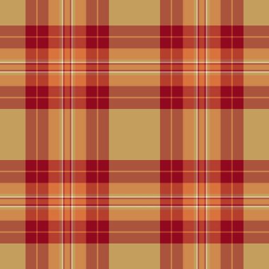 Tekrar eden tartan dokusu, İskoçya kumaşı, dikişsiz ekose. Hipster arkaplan vektör tekstil deseni kırmızı ve turuncu renk paleti.