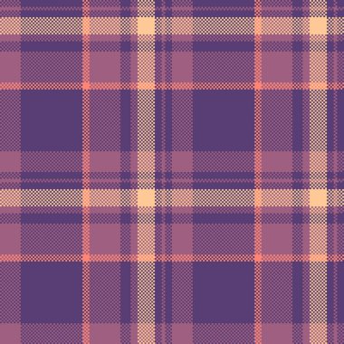 Pikselleştirilmiş ekose desenli sessiz mor ve şeftali rengi. Retro tasarımlar, tekstil modelleri ya da dijital arka planlar için ideal. Biraz klasik cazibe katıyor..
