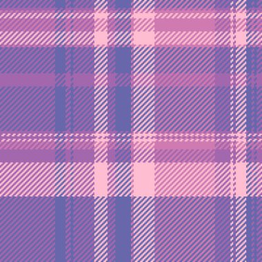 Kadınsı tartan kontrol kumaşı, kusursuz vektör desenini dekore et. Malzeme dokusu ekose arkaplan tekstil çivit ve mor renk paleti.