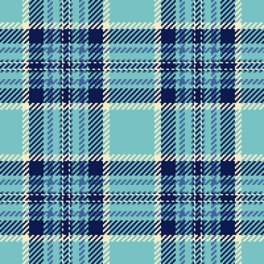 Güzel mavi ve kremalı klasik tartan deseni. Kusursuz tekstil tasarımı arka plan, giyim ve ev dekorasyonu projeleri için harika. Geleneksel biçim.