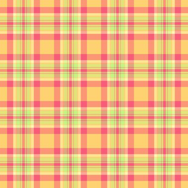 Dağınık, pürüzsüz kumaş, gerçek desenli tartan dokusu. Turuncu ve kırmızı renk paletinde tekstil vektör arkaplanı.