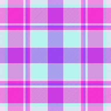 Ekose tekstil dikişsiz giyin, tartan kontrol vektörünü özelleştir. Açık ve pembe renk paletinde etek dokusu kumaş desen arkaplanı.