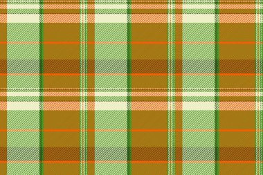 Kumaş kumaş kontrol vektörü, pano arkaplan deseni pürüzsüz. Yeşil ve parlak renk paletinde tartan desenli ekose kumaş gönder.