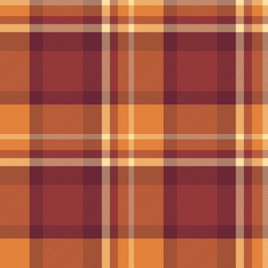 Yumuşak kontrol desenli tekstil, sezonluk kumaş arka plan vektörü. Kırmızı ve turuncu renklerde ekoseli ekoseli kumaş..