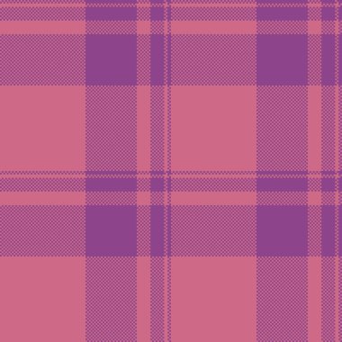 Pikselleşmiş ekose desenli gül ve mor. Tekstil tasarımı. Geçmiş, kumaş, hediye paketi ve dijital tasarımlar için eski veya çağdaş görünüm gerektiriyor..
