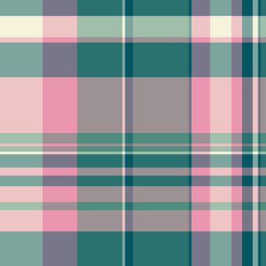 İnce desenli ekose, karışık tekstil dikişsiz arka plan. Pastel ve gök mavisi renk paletinde sessiz kumaş tartan desen vektörü.