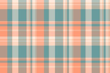 Eşsiz dikişsiz ekose vektör, Japon ekoseli çek geçmişi. Yatay kumaş deseni Pastel ve turuncu renk paletinde.