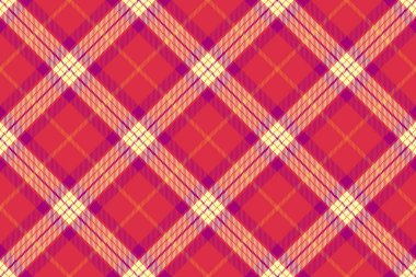 İzsiz vektör tartan, çizgili kumaş arka plan. İskoç ekose desen kontrol kırmızı ve pembe renk paleti deseni.