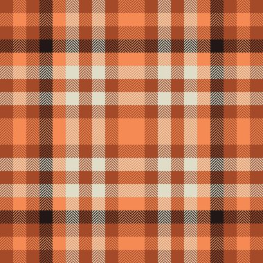 Fibersiz tekstil arkaplan, yorgan tartan deseni. Çoklu renk desenli kumaş turuncu ve açık renk paleti.