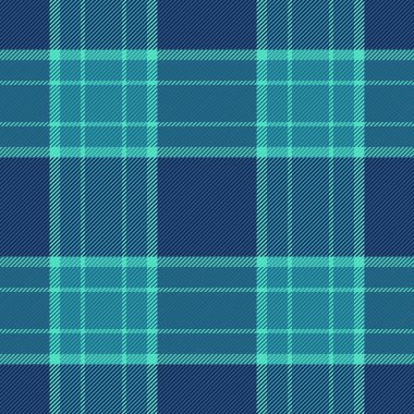 Yumuşak desenli ekose kumaş, 50 'lerin vektör tekstil kontrolü. Tazı dişi arka planda, mavi ve cyan renk paletinde kusursuz kumaş deseni var..