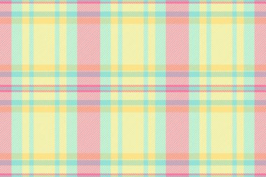 Tekrarlanan ekose kumaş kumaş, dikişli kumaş dokusu tartanı. Sonsuz arkaplan vektör deseni ışık ve sarı renk paletinde pürüzsüz.