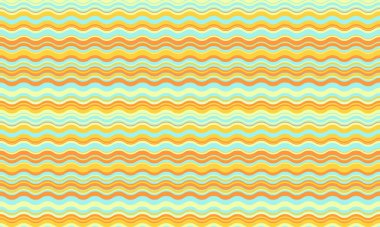 Vibrant wavy stripes in pastel yellow, orange, and light blue create a cheerful, seamless pattern.  Perfect for backgrounds, website design, textile prints, or playful branding.