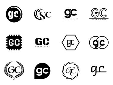 GC logo şirketi şablonu. G ve C harfleri logoti. Tasarım elemanları ile farklı klasik serif harfleri ve modern kalın metin ayarla. İlk yazı tipi tipografisi. Koleksiyon trend iş kimliği.