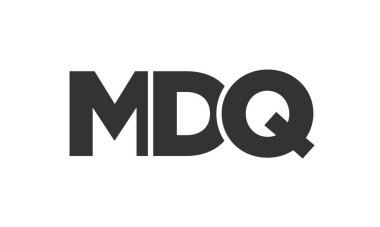Güçlü ve modern kalın metinli MDQ logo tasarım şablonu. Basit ve minimal tipografi içeren ilk tabanlı vektör logosu. Modayı takip eden şirket kimliği markalar için ideal..