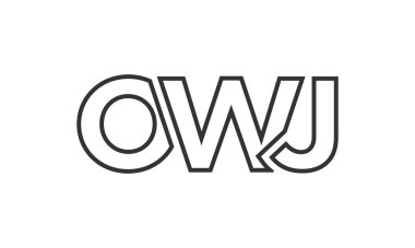 OWJ logo tasarım şablonu güçlü ve modern kalın metinlerle. Basit ve minimal tipografi içeren ilk tabanlı vektör logosu. Modayı takip eden şirket kimliği markalar için ideal..