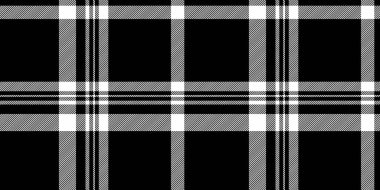 Cadılar Bayramı tartan arka plan vektörü, bandana desenli ekose kumaş. Siyah ve beyaz renk paletinde desensiz kumaşı kat kontrol et.