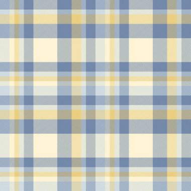 Duvar kâğıdı arka plan dikişsiz ekose, deco kumaş vektör tartan. Nötr doku tekstil desenini açık ve mavi renk paletinde kontrol et.