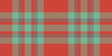 Zengin ekose kumaş çeki, tatil vektörsüz tartan. Kırmızı ve nane rengi palette ilham verici kumaş desen arkaplanı.