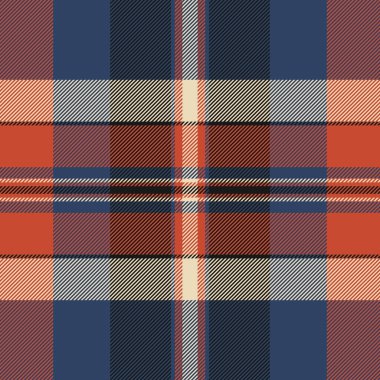 Klasik ekose desenli kırmızı, mavi ve bej. Tekstil, arka plan ya da tasarım elementleri için kusursuz doku. Zamansız, çok yönlü ve şık.
