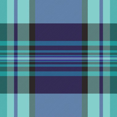 Dünya çapında kusursuz geçmiş kontrolü, ekoseli ekose vektör. Cilt tekstil dokusu deseni gök mavisi ve çivit renk paletinde.