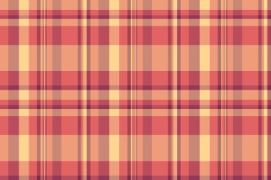 Tazelenmemiş tartan dokusu, kumaş desenleri. Masa örtüsü kırmızı ve turuncu renk paletinde vektör tekstil arkaplanını kontrol et.