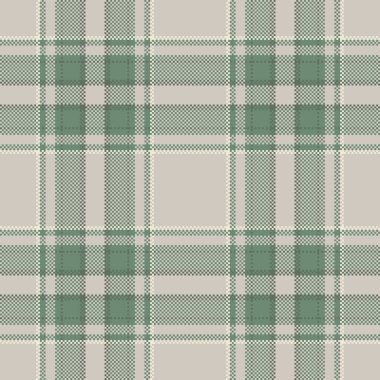 Yumuşak yeşil ve bej tonlu pikselli ekoseli desen. Retro tekstil tasarımı. Geçmişleri, giyim kuşamları ya da dijital sanat projeleri için ideal. Çok yönlü estetik.