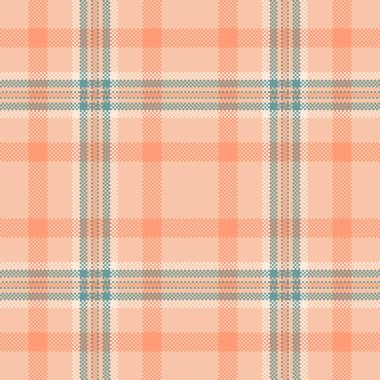 Pikselleştirilmiş ekosesiz desen. Yumuşak renklere sahip eski bir tekstil tasarımı, arka plan için mükemmel, ya da sıcak, klasik bir dokunuşa ihtiyaç duyan grafik projeler..