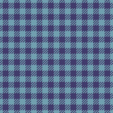 Sabit desenli tekstil kontrolü, ev desenli ekose kumaş. Cyan ve indigo renk paletinde sayfa vektörsüz kumaş arkaplanı.