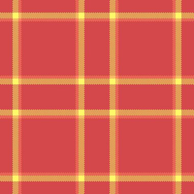 Kalıplaşmış ekose desenli, vektör kumaş arkaplan baskısı. Kırmızı ve lazerli limon renginde gül desenli tartan..