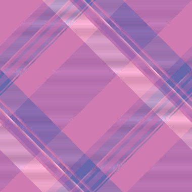 Damalı tartan vektör dokusu, tek arka plan kumaşı pürüzsüz. Sanatsal tekstil ekose desen kontrolü pembe ve mor renk paletinde.