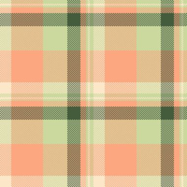 Geleneksel doku kontrolü, hediye kâğıdı kumaş deseni. Sakin, turuncu ve açık renk paletinde ekosesiz vektör kumaşı.