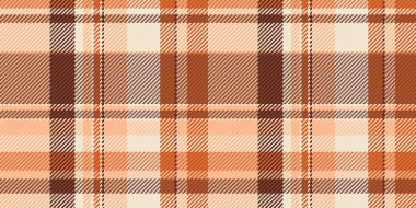 Günlük kumaş dokusu, ekose arka plan vektörü. Minimalist pürüzsüz turuncu ve açık renk paletinde tartan deseni.