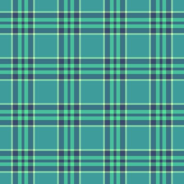 Karnaval şablonu dokusu, izolasyon kumaş arka planı. Döküntü tekstil dikişsiz deniz mavisi renk paletinde tartan vektörü.