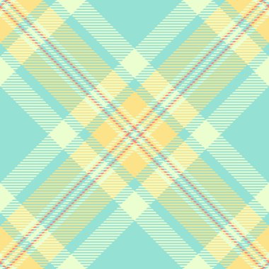 Punk tartan kumaş dikişsiz, sicim arkaplan tekstil deseni. Mavi ve açık renk paletinde ekose vektör dokusunu kontrol et.