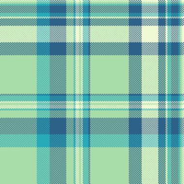 Sabit desenli ekose kumaş, tek kontrol arkaplan dokusu. Kusursuz vektör tartan tekstilini ışık ve cyan renk paletiyle kaplamak.