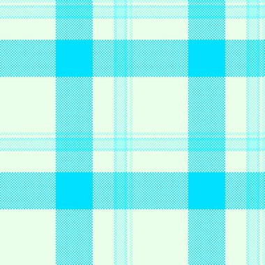 Aqua ve beyaz ekose desenli. Arka plan, giyim veya yaratıcı projeler için klasik tekstil tasarımı. Çok yönlü, zamansız ve modern his..