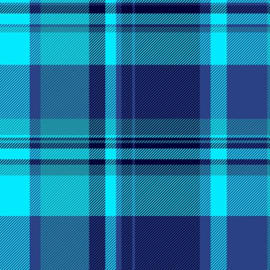 Resim desenli ekose kumaş, resmi vektör kontrolü kumaşı. Mavi ve parlak renk paletinde İskoç desensiz tekstil arkaplanı.