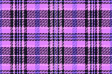 Mor ve siyah renkli klasik ekose desenli. Tekstil tasarımı, arkaplan veya grafik kaynak. Moda, el sanatları ve ev dekorasyonu projeleri için uygun.