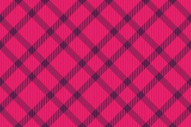 Uzun tekstil tartan vektörü, mobilya dokusu kontrolü. Pembe ve koyu renk paleti ile hücre dikişsiz kumaş ekose arka plan.