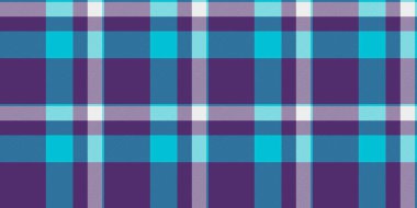 1940 'ların tekstil dokusu vektörü, paket deseni ekoseli. Ekim kumaş tartan arkaplan mor ve cyan renk paletinde pürüzsüz.