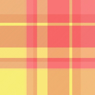 Çeşitli tekstil kumaşları, dikişsiz, sonsuz doku kontrolü ekoseli. Kırmızı ve sarı renk paletinde Royal vektör tartan desen arka planı.