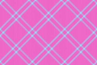 Kumaş desenli kumaş, zarif doku kontrolü ekoseli. Pembe ve cyan renk paletinde erkek arkaplan renksiz vektör.