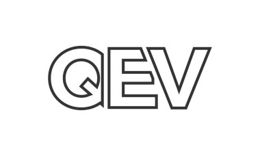QEV logo tasarım şablonu güçlü ve modern kalın metinlerle. Basit ve minimal tipografi içeren ilk tabanlı vektör logosu. Modayı takip eden şirket kimliği markalar için ideal..