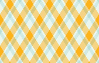 Canlı elmas ekose desenli, güneşli sarı, yumuşak deniz mavisi ve sessiz bej rengi. Arkaplan, tekstil ya da ambalaj tasarımları için mükemmel.