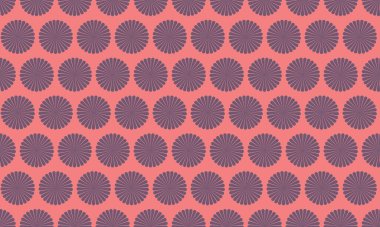 Canlı mercan ve leylak rengi geometrik desen. Tekstil baskıları, web sitesi arkaplanları veya dekoratif unsurlar için tekrarlanan daire tasarımı idealdir. Modern ve şık, bu görüntü enerji ve iyimserlik taşıyor..