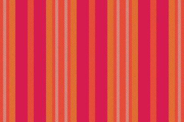 Sonsuz kusursuz desen çizgileri, takım elbise vektör kumaş dokusu. Kırmızı ve turuncu renk paleti ile arka plan dikey tekstil çizgisi.