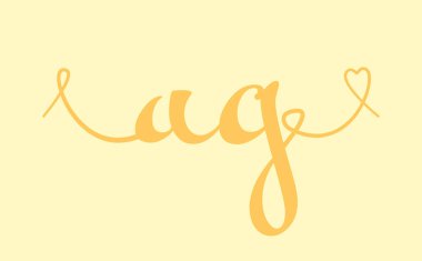 AG ilk düğün monogramı kaligrafi vektör illüstrasyonu. Sevgililer Günü posteri, tebrik kartı, fotoğraf albümü, afiş ya da dövme için el yazısı ve logo tasarımı..