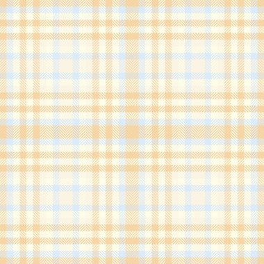 Pastel desen doku vektörü, penceresiz tekstil kontrolü. Açık ve açık sarı renk paletinde İngiliz ekose kumaşı arkaplan tartanı.